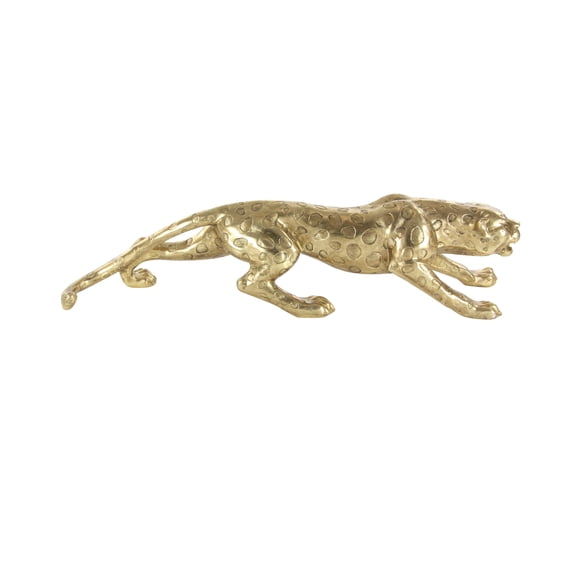 46" x 10" Gold Polystone Leopard Sculpture, by DecMode