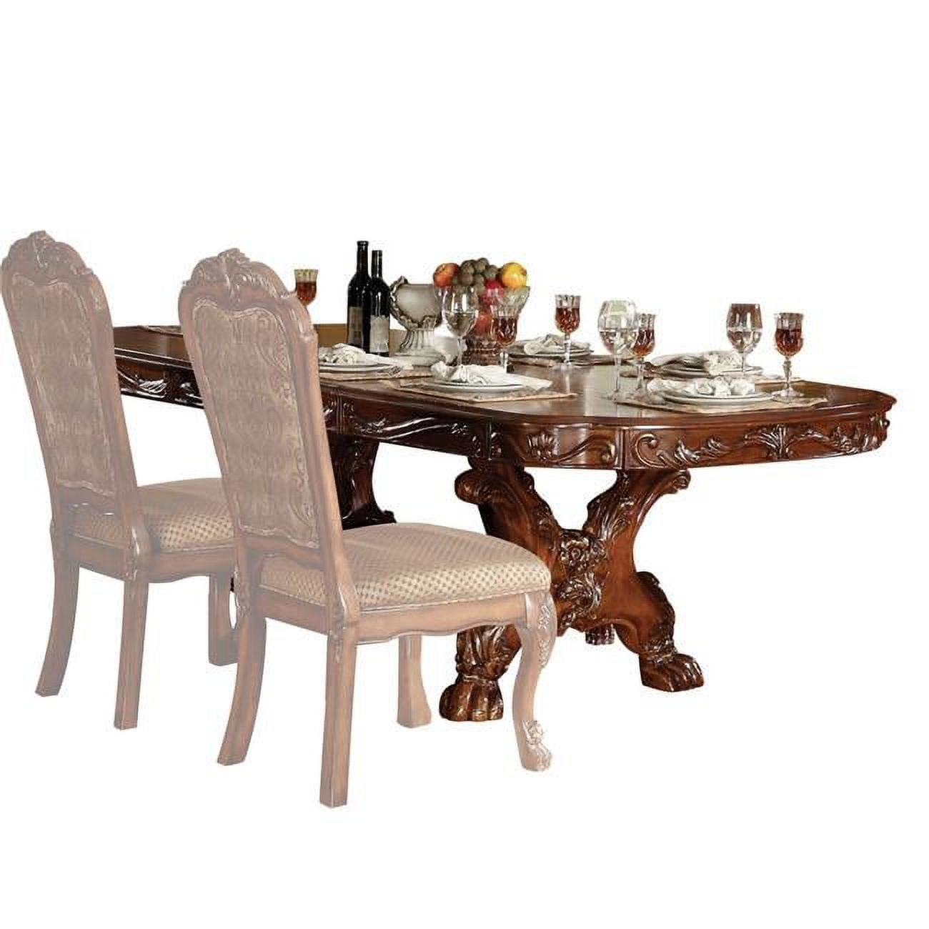 Cherry Oak Wood Poly Resin 46" x 108" Dining Table with Trestle Pedestal