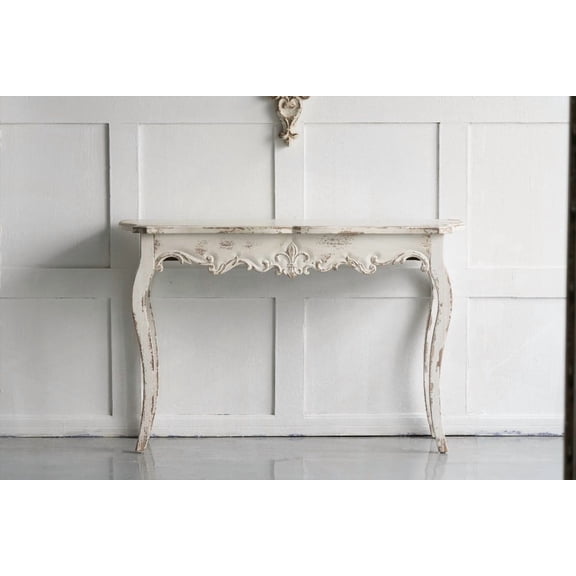 46" x 16.5" x 30" Slimline Whitewash Console Table for Hallway, Living Room & Bedroom