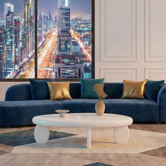 46" x 29" x 12" Modern Cobblestone Coffee Table-High Gloss White