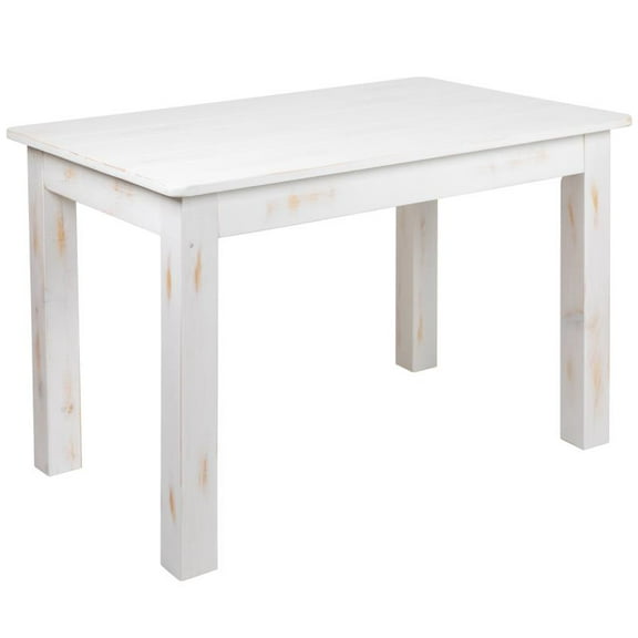 46" x 30" Rectangular Solid Pine Folding Farm Dining Table in White Wash Finish