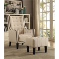 thumbnail image 1 of 46 x 33 x 32 in. Wooden & Fabric Chair & Ottoman, 2 Piece - Cream, 1 of 1