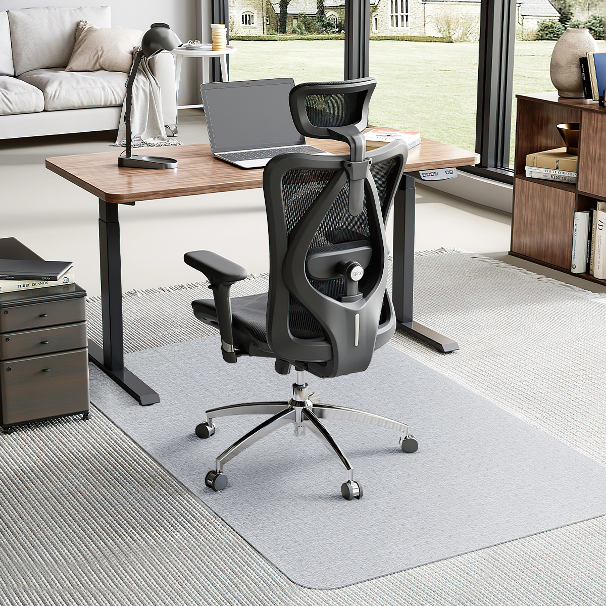 Evolve Modern Office Chair Mat for Low and Medium Pile Carpet with Lip