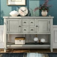 thumbnail image 1 of 46"x15"x34" Console Table with 4 Storage Drawers, Wood Buffet Sideboard Desk with 2 Cabinets and Bottom Shelf, Retro Wood Console Table Storage Cabinet for Dining Room Entryway, Antique Gray,L2470, 1 of 11