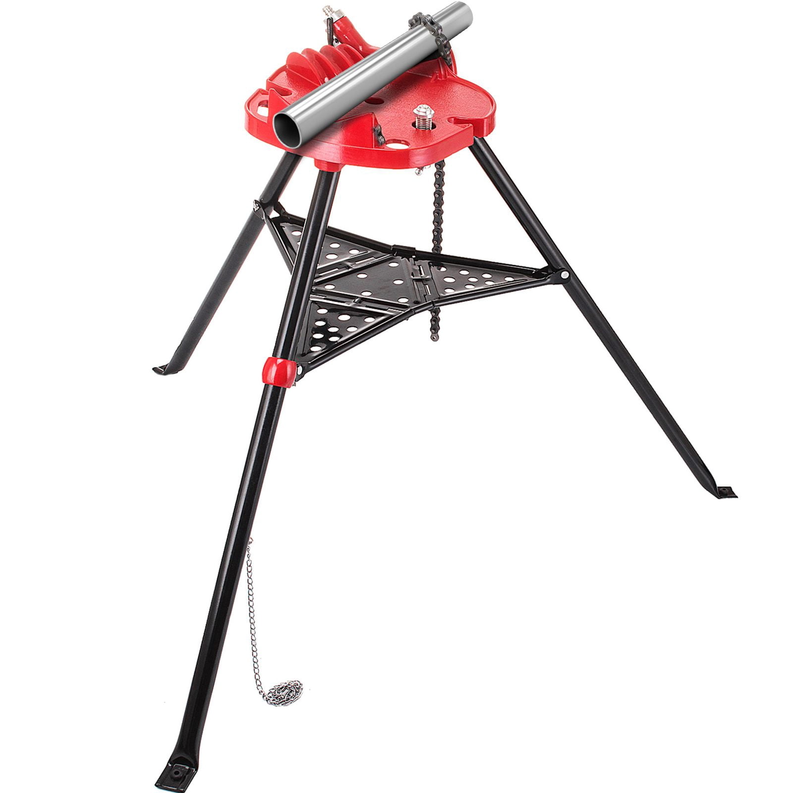 460-6 Tripod Pipe Chain Vise 1/8\"-6\" Capacity,Pipe Stand Portable Foldable Steel Legs,Pipe Jack Stands with Tool Tray, Tripod Stand Chain Vise Ideal for a Variety of Pipe Materials