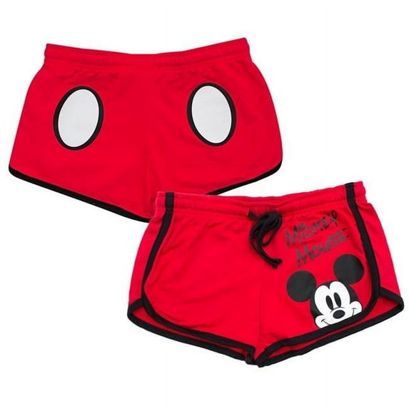 46051-M Mickey Mouse Ladies Red Beach Shorts - Medium