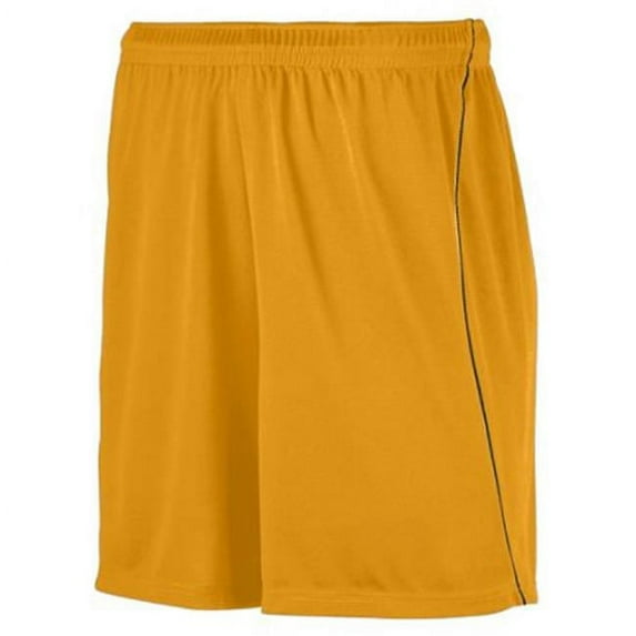 460A Wicking Soccer Short With Piping - Gold & Black, 2X