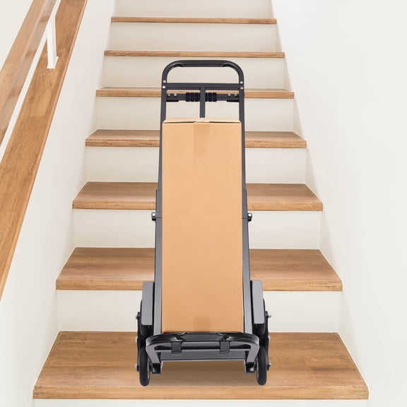 460lbs Stair Climbing Cart with Wheel, Black Trolley Stair Climber, Heavy Duty Stair Dolly, 29-45in Height