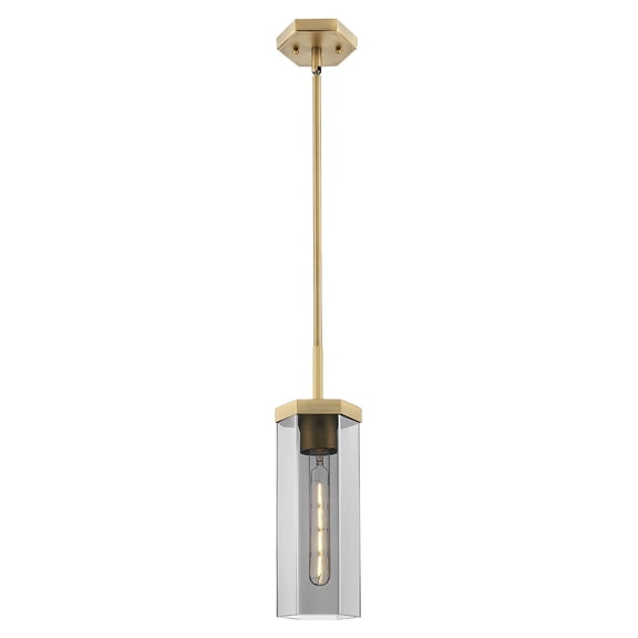463-1S-BB-G463-12SM Innovations Lighting Blakeley - 1 Light Stem Hung Pendant-5 Inch Wide and 16.5 Inch Tall-Brushed Brass Finish-Light Smoke Glass
