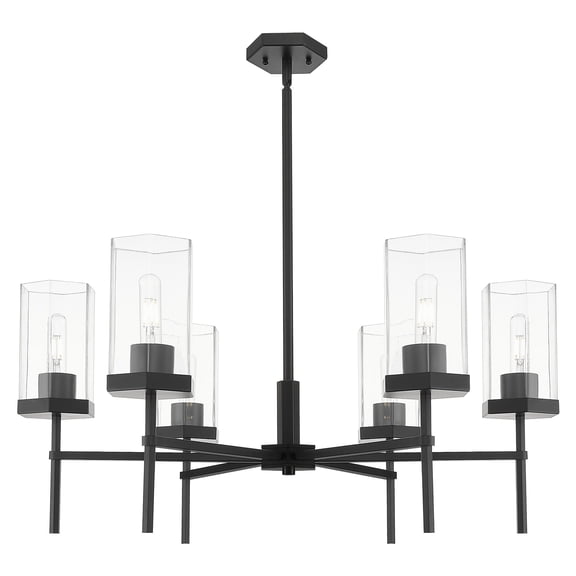463-6CR-BK-G463-8CL Innovations Lighting Blakeley - 6 Light Stem Hung Chandelier-32 Inch Wide and 15 Inch Tall-Matte Black Finish-Clear Glass Color