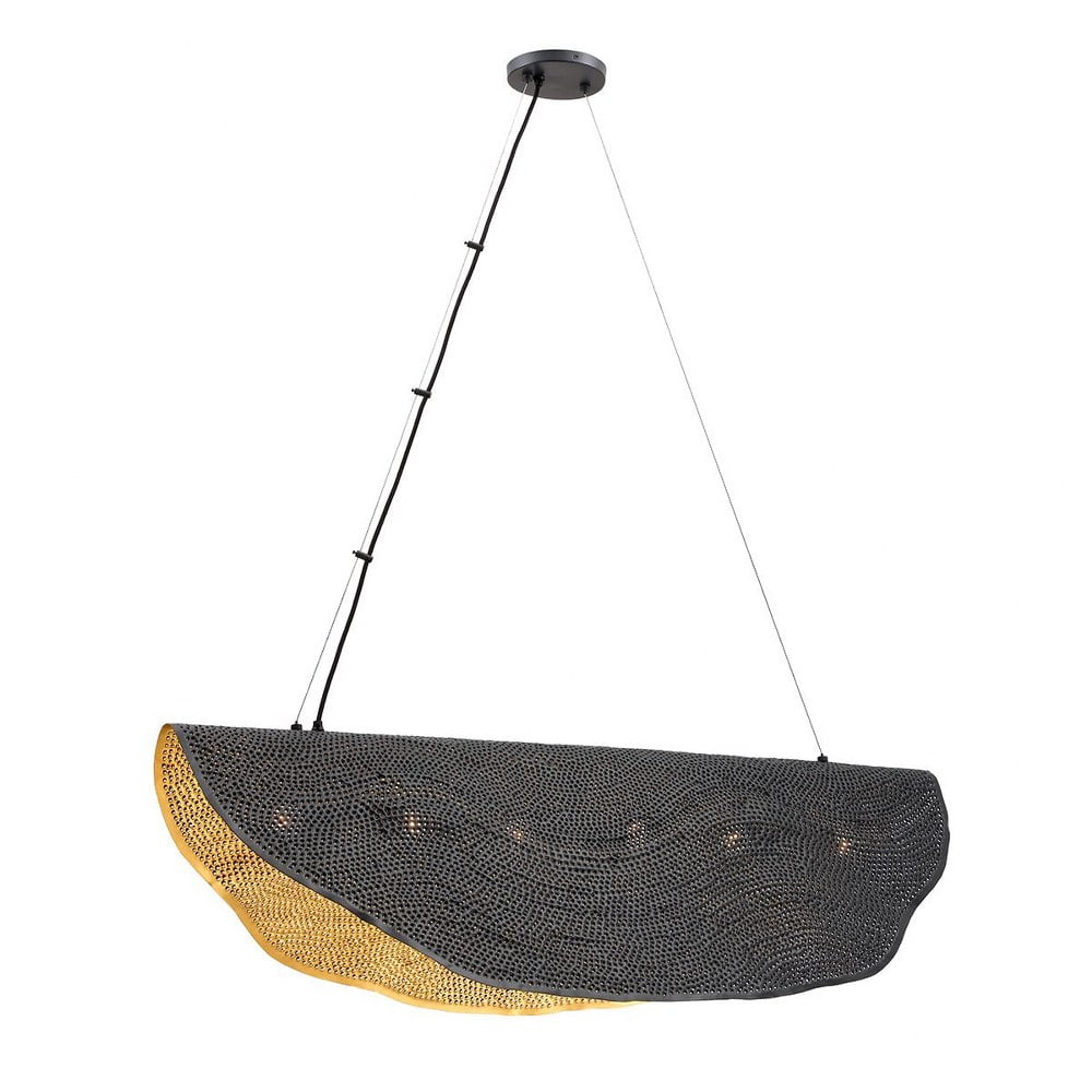 Lahar Bronze and Gold 6-Light Caribbean Drum Chandelier
