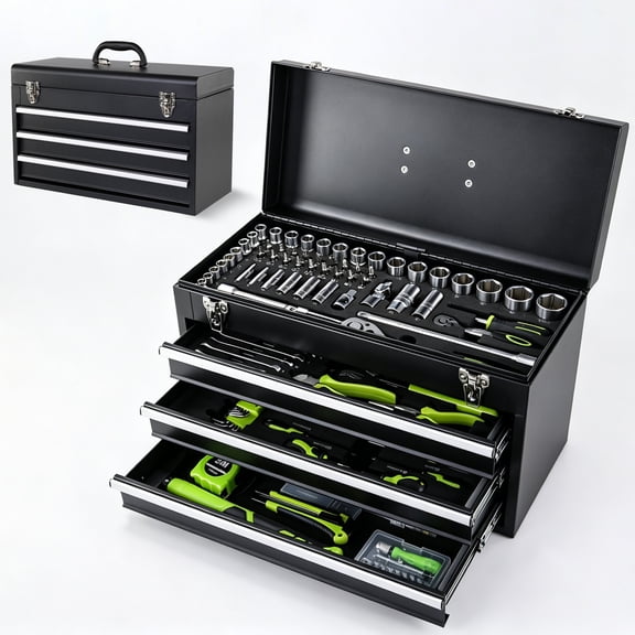 465-Piece Mechanics Tool Set, 465-Piece Set, Metal, Chrome-Plated Surface, Various Assembly, for Home