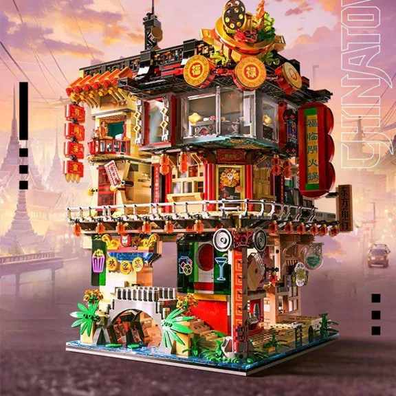 4653PCS Creative Expert City Street View Chinatown Bangkok Model Building Mini Blocks Bricks with Figuren Puzzle Toys Gifts