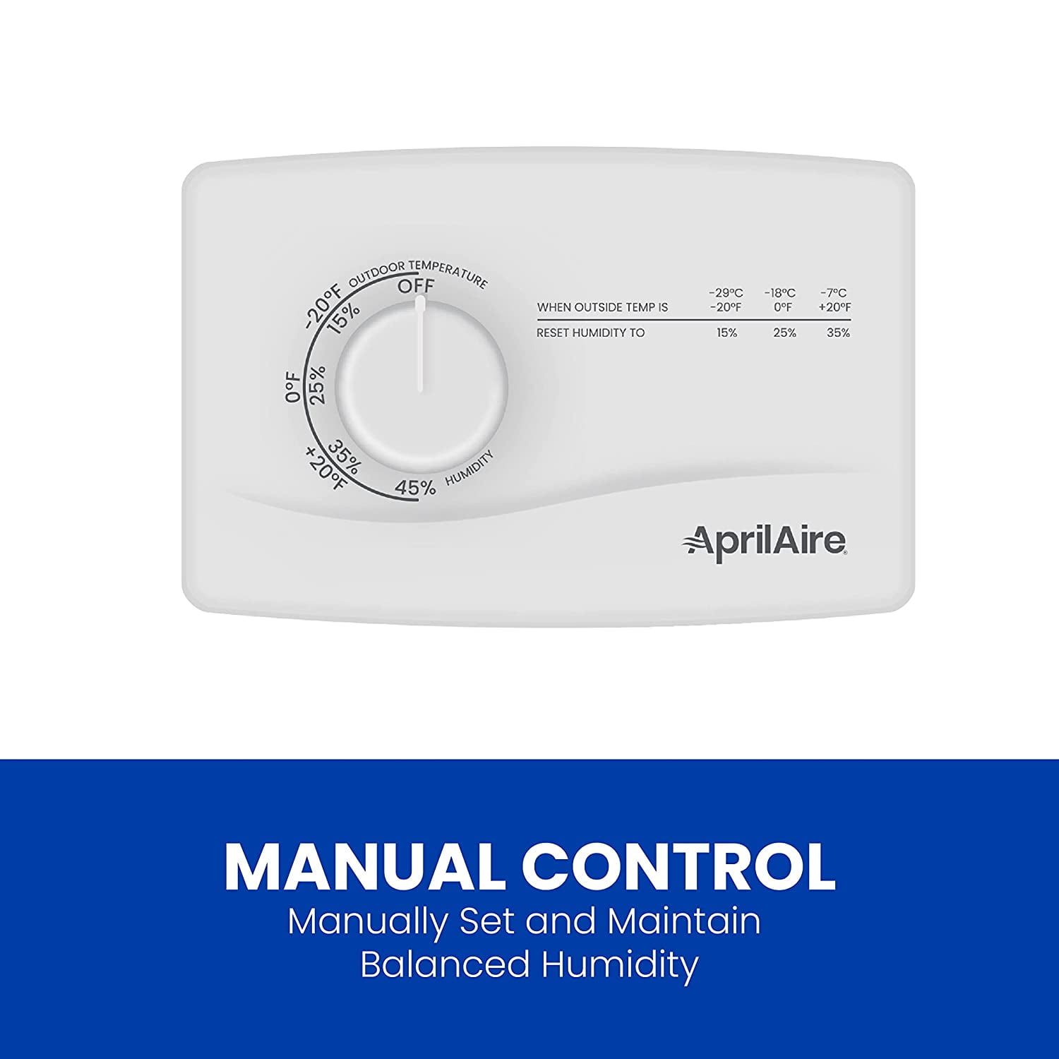 4655 Manual Whole-House Duct or Wall Mounted Humidifier Control Humidistat for Whole-House Humidifiers, Low Voltage 24VAC
