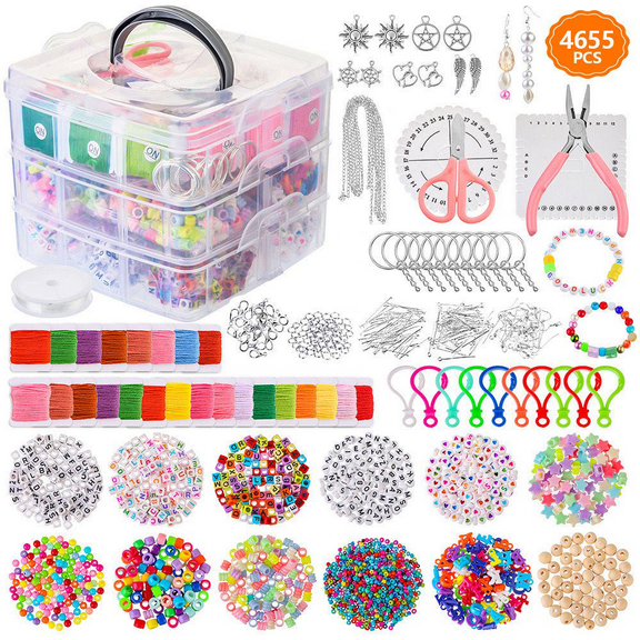 4655Pcs Children's Early Education Alphabet Beaded Bracelet DIY Jewelry Material Three-layer Set of Stringing Beads