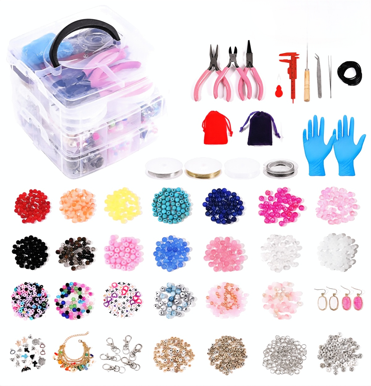 4658Pcs Jewelry Making Supplies with Assorted Beads Pliers