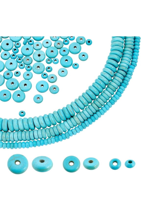466pcs Blue Turquoise Stone Beads Heishi Gemstone Beads Disc Rondelle Spacer Beads for Heishi Clay Beads Summer Hawaii Stackable Necklace Bracelet Jewelry Making