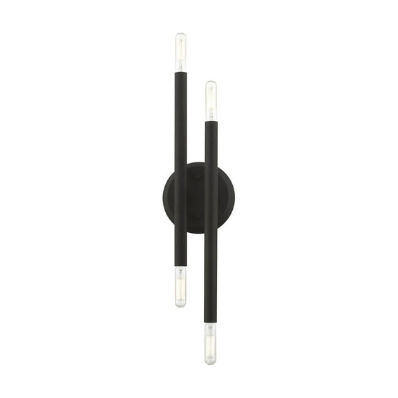 46771-04 Livex Lighting Soho - 4 Light ADA Wall Sconce In Modern Style-17 Inches Tall and 5.13 Inches Wide-Black/Brushed Nickel Finish