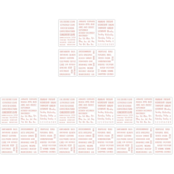 468 Pcs Cash Envelope Rose Gold Binder Sticker Durability Classified Stuffing Daily Use Labels Clips Compact Household Budget Accessories Pvc