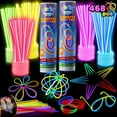 thumbnail image 1 of 468 Pcs Glow Sticks, 8" Glow in the Dark Sticks Glow with Necklaces and Bracelets Connectors, Light-up Glowsticks Birthday Easter Halloween Party Favors, 1 of 10