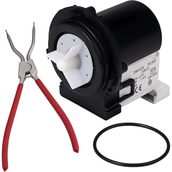 4681EA2001T Washer Drain Pump Motor and 383EER4004A 11-Inch Washing Machine Spring Expansion Removal Tool Kit, Compatible with WM2101HW WM3270CW WM3770HVA, Replaces AP5328388 4681EA1007G 4681EA1007D