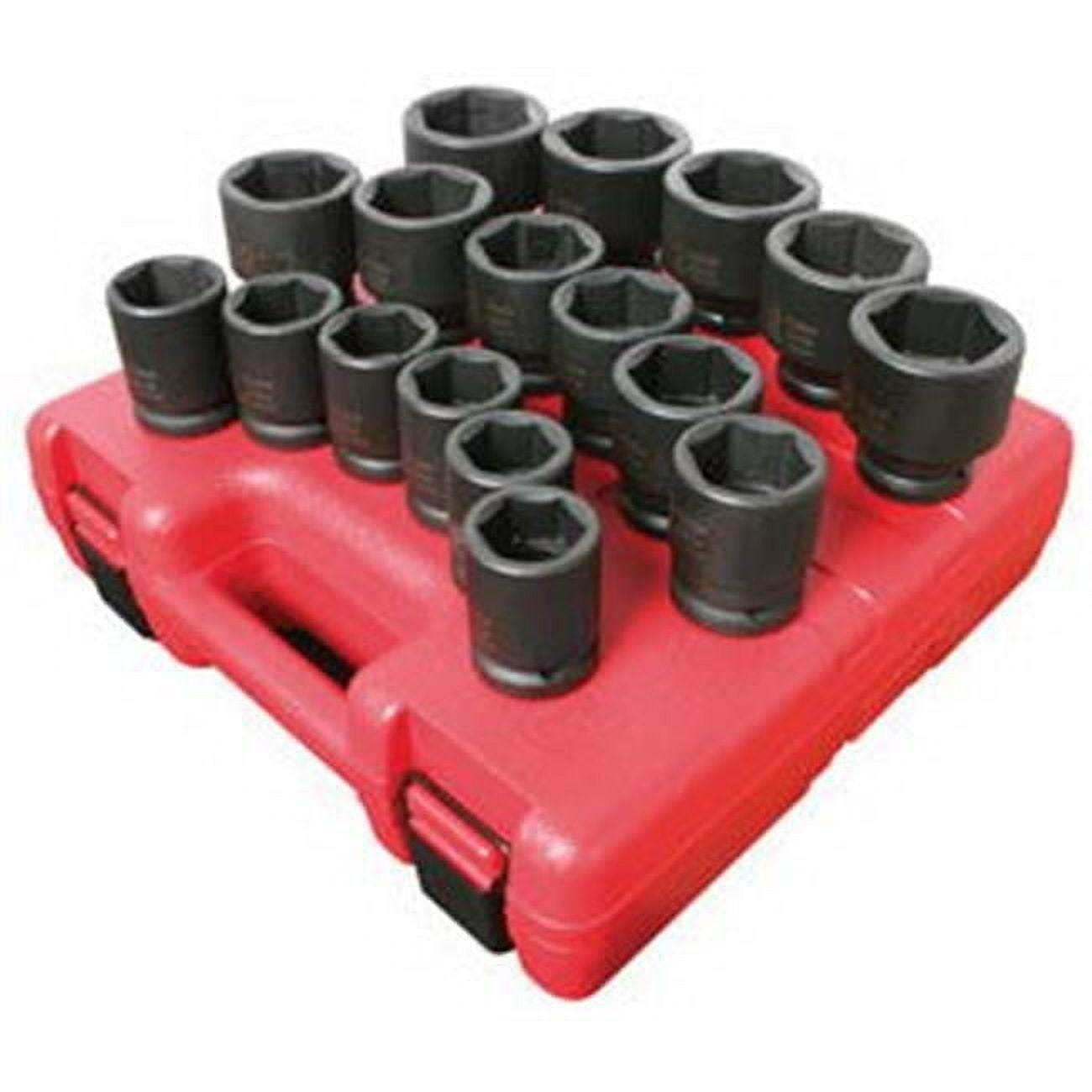 4684 0.75 Inch Drive 17 Piece Metric Standard Impact Socket Set