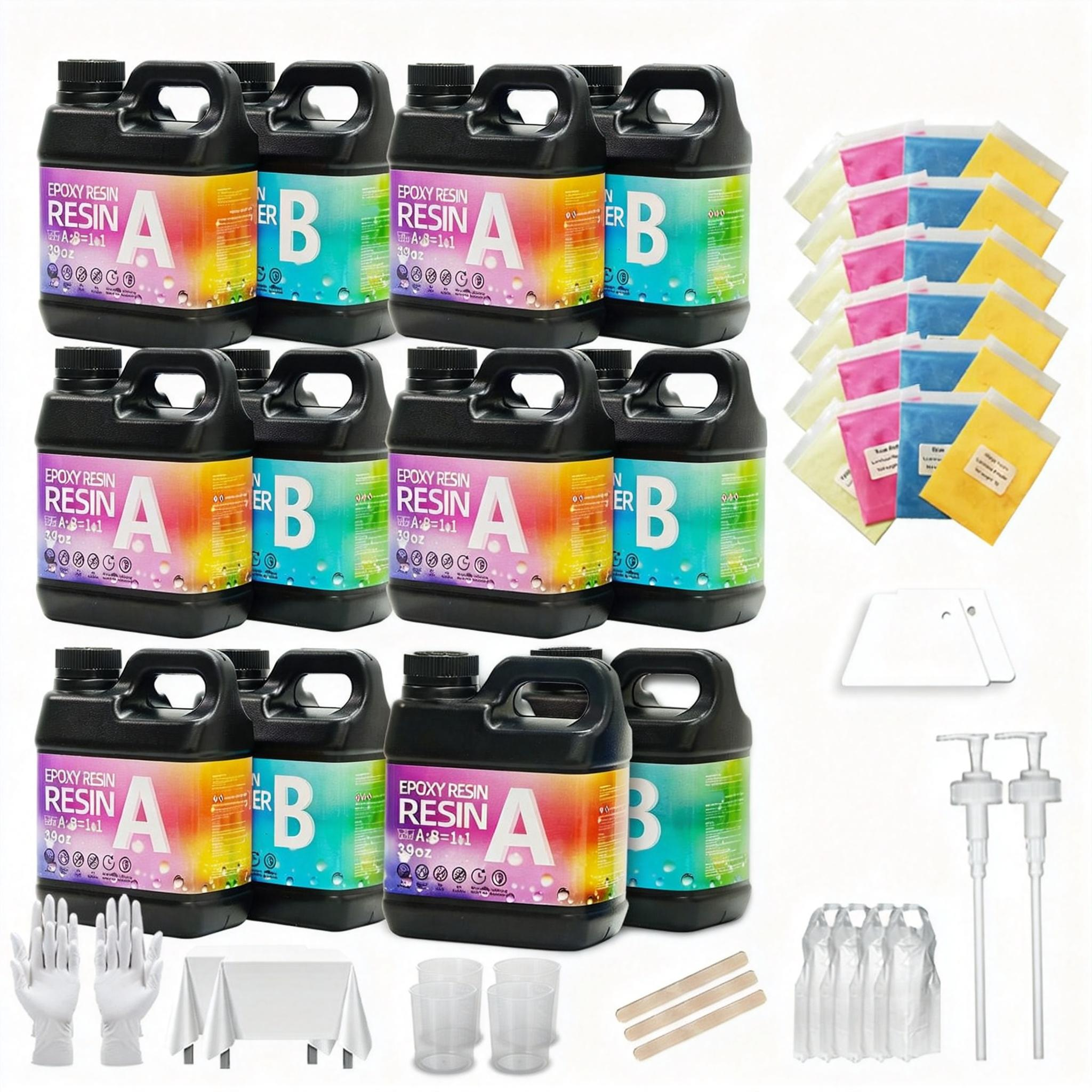 468OZ Epoxy Resin Kit，With 24luminous power Crystal Clear Epoxy Resin, Strong, Bubble-Free, Anti-Yellowing Art Resin That, Suitable for Casting, DIY, Molds, Jewelry, Easy to Mix 1:1 Ratio