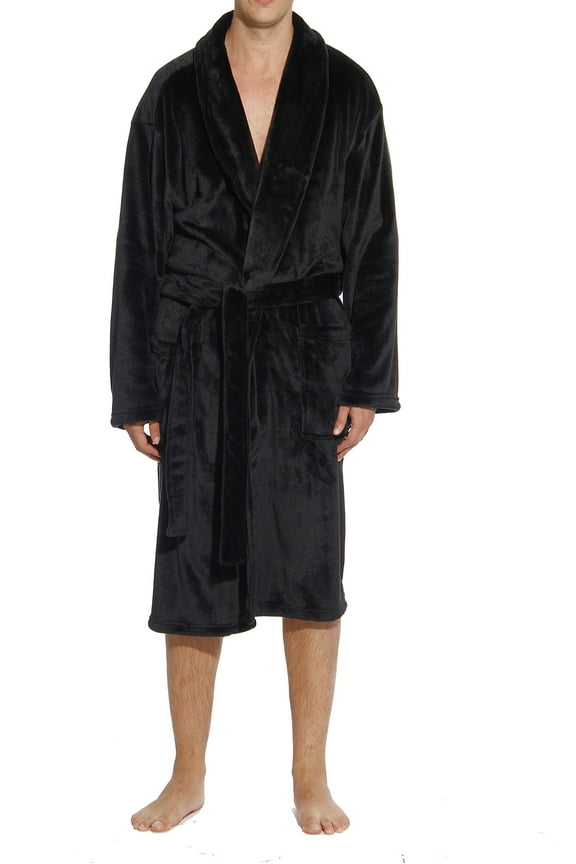 46901-BLK-M #FollowMe Velour Robe / Robes for Men (Black, Small)