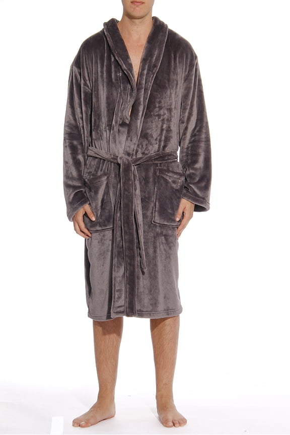 46901-BLK-M #FollowMe Velour Robe / Robes for Men (Charcoal Grey, Small)