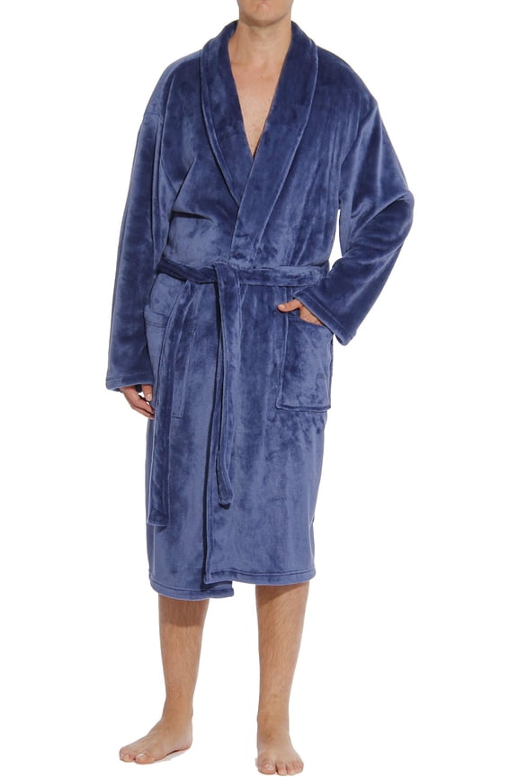 46901-BLK-M #FollowMe Velour Robe / Robes for Men (Navy, Medium)