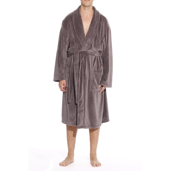 46902-GRY-XL #FollowMe Plush Robe / Robes for Men (Charcoal Grey, Small)