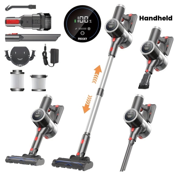 46KPA Cordless Stick Vacuum | 50Min Runtime, Flex & Self-Standing Design, Charging Dock, Removable Battery, Intelligent Reminder | Handheld for Home, Pet Hair, Carpets, Floors