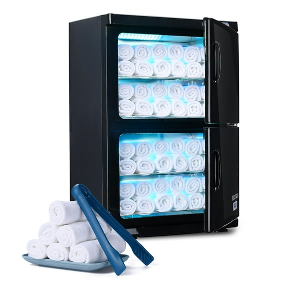 Byootique 46L 2in1 Dual Cabinet Towel Warmer UV Sterilizer with 4 Racks for Salon Hotel