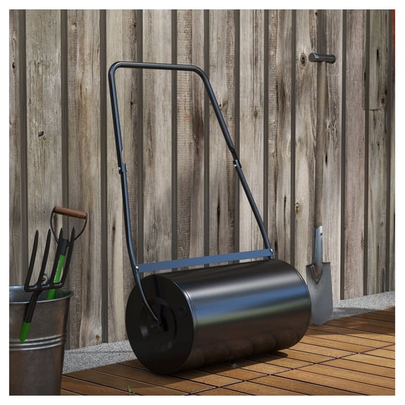 46L Lawn Roller, Push Tow Behind Sod Roller with Handle, Water Filled Yard Roller for Garden Lawn