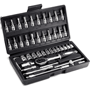 46PCS 1/4 inch Drive Socket Set Power Ratchet Wrenches with 45 Adjustment Tools Mechanic Tool Kits for Household Auto Repair