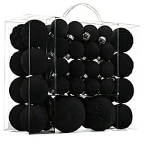 46PCS Flocked Velvet Christmas Balls Brown Plastic Hanging Ornaments with Hooks for Tree Indoor Holiday Decoration