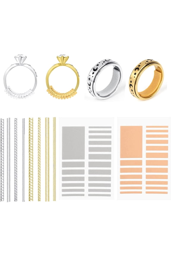 46PCS Invisible Ring Sizer Adjuster for Loose Rings, Ring Guards Resizer for Men and Women, Spiral Ring Spacer Jewelry Tightener Fit Wide Rings