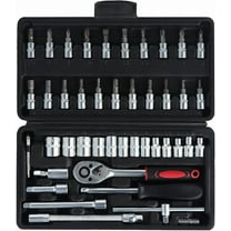 46PCS Spanner Combination Socket Tool Set Kit Auto Car Repair Tool - Ratchet Wrench Set METRIC/SAE 1/4" Drive w/Case