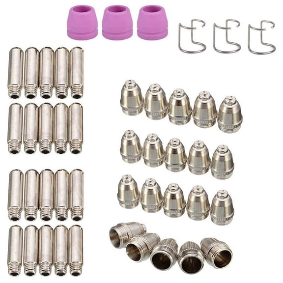 46PCS for -55 -60 WSD-60 Plasma Cutter Consumables Kit Plasma Cutting Torch Tip Nozzles Electrodes Shield Cap