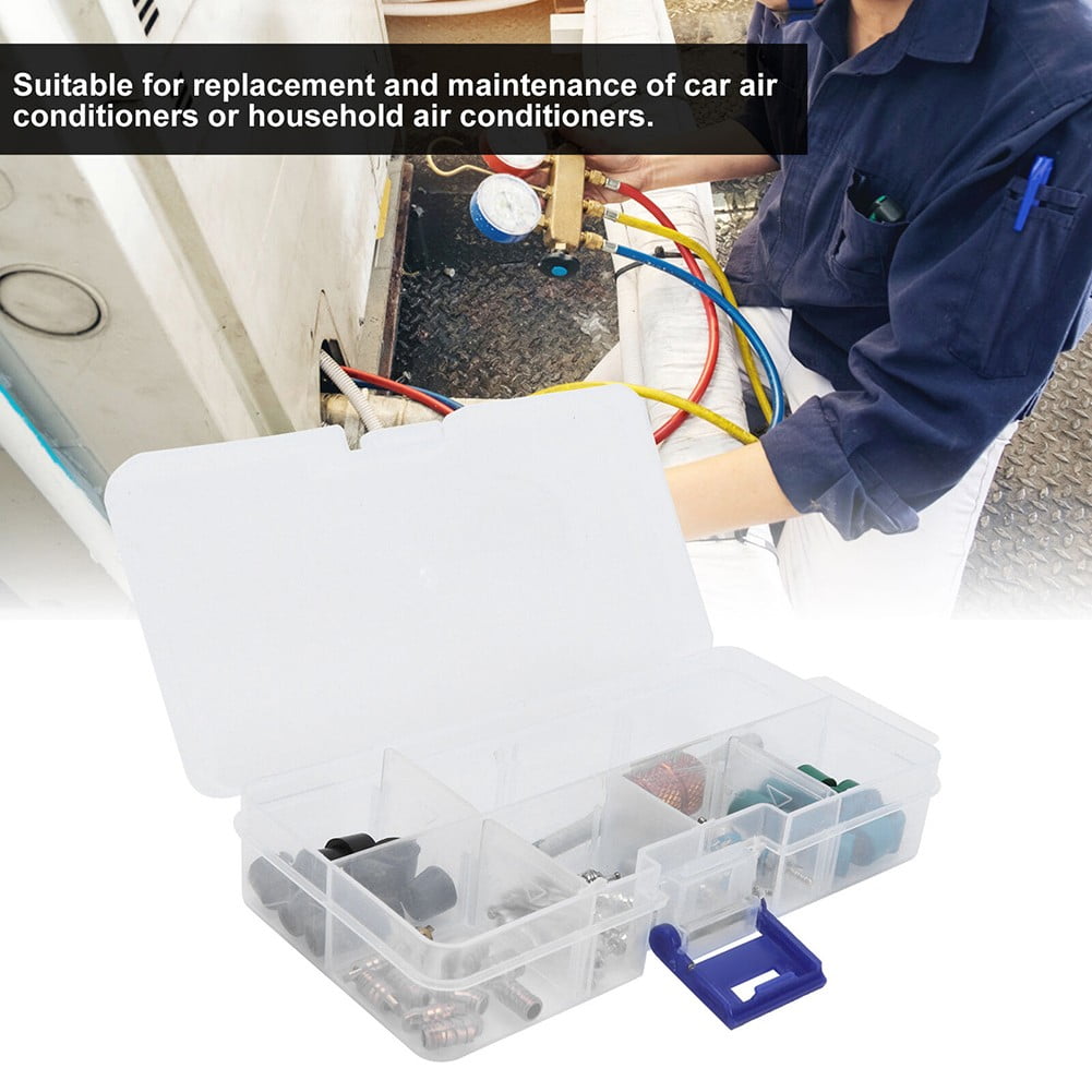 46Pcs Air Conditioning Valve Core Kit R134A/R410/R22 Sealing Rings For