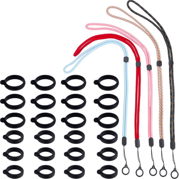 46Pcs Anti-Lost Necklace Lanyard Set Including 5 Styles Lanyards Neck Strap Pendant Holder with 41Pcs Black S 1box