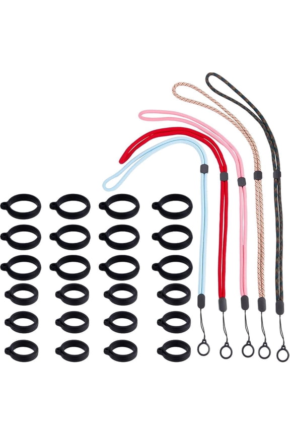 46Pcs Anti-Lost Necklace Lanyard Set Including 5 Styles Lanyards Neck Strap Pendant Holder with 41Pcs Black S