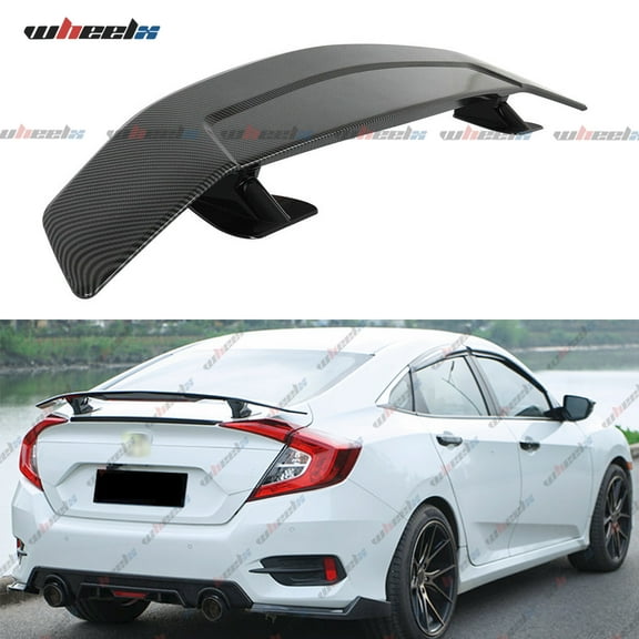 46inch Universal Rear Spoiler, Trunk Wing ABS Tail Decor, Pro Style Rear Lid Spoiler, Carbon Fiber Pattern