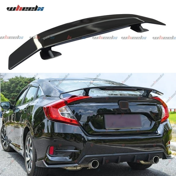 46inch Universal Rear Spoiler, Trunk Wing ABS Tail Decor, Pro Style Rear Lid Spoiler, Glossy Black