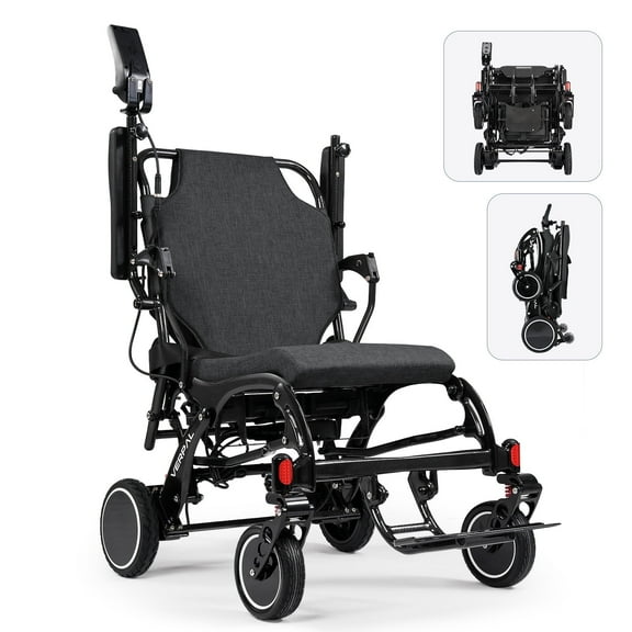 46lbs Foldable Lightweight Electric Wheelchairs Upgrade Carbon Fiber Motorized Wheelchair Power Chair Mobility Scooter for Adult Senior,330lbs,Black