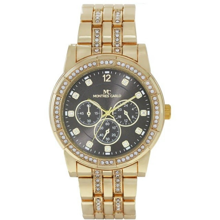 46mm Montres Carlo Modern Crystals Fashion Women Dress Bracelet Watch Luxury Gold Black