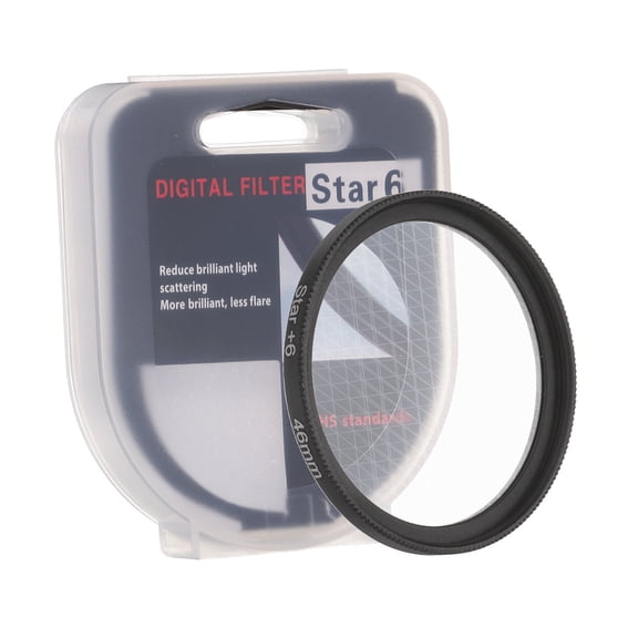 46mm Star Filter, 8 Points Starburst Len Filter Variable Twinkle Effect Ultra Slim Optical Lens Black
