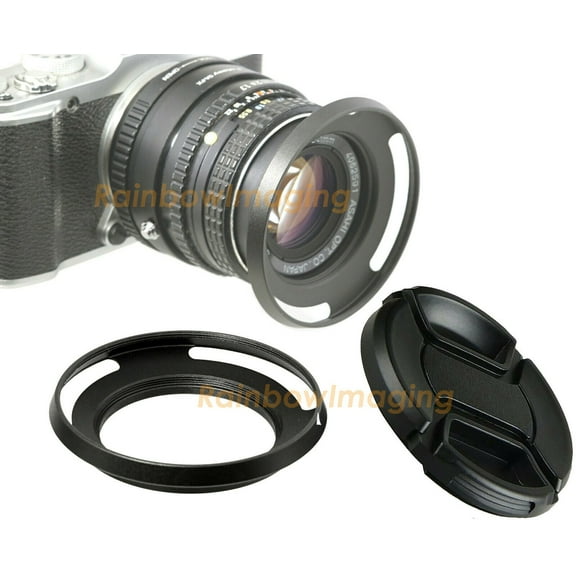 46mm Wide Angle Hood, 46 mm Curved Hood, Fotasy Low Profile Tilted Vented Hood Shade, with 58mm lens Cap