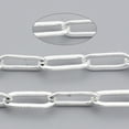 thumbnail image 1 of 46ms Brass Paperclip Chains Flat Oval Drawn Elongated Cable Chains Soldered with Spool Cadmium Free & Lead Free Silver 11x4.3x0.7mm about 150.91 Feet(46m)/roll, 1 of 6