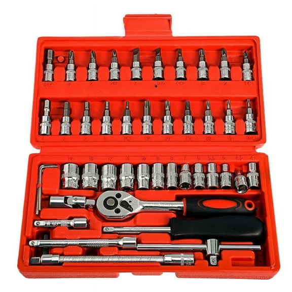 46pcs 1/4 Ratchet Wrench Combination Package Socket Tool Set Auto Car Repairing